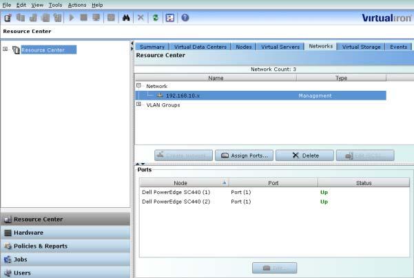 CONFIGURING NETWORKS Mapping Physical Ports to Logical Networks..... Step 4. Click the Resource Center application shortcut. Step 5. In the navigation tree, click the node and select the Networks tab.