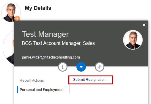 Submit Your Resignation. On the My Personal information card, click the i icon towards the top left of the page.