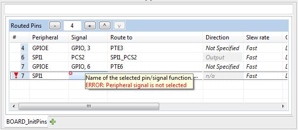 conflict was created. The figure above shows the peripheral/ signal where the erroneous configuration occurs. The detailed error message appears as a tooltip.