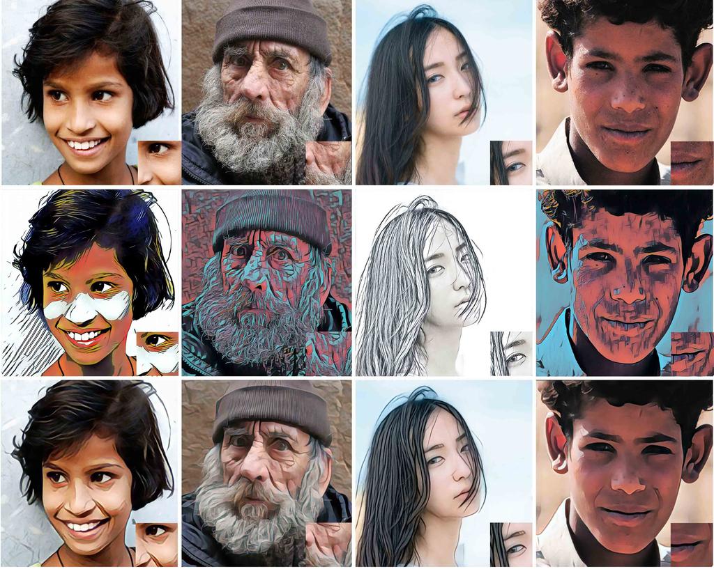 Figure 2. Selfie-friendly results generated by our algorithm: The first row are the original selfie photos.