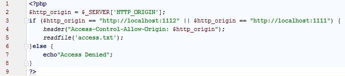 4.1 Simple Request: 4.1.1 Allowed Origin request: The request we make is based on Allowed origin. In this request, the server accepts requests from clients living only in origin 1112.