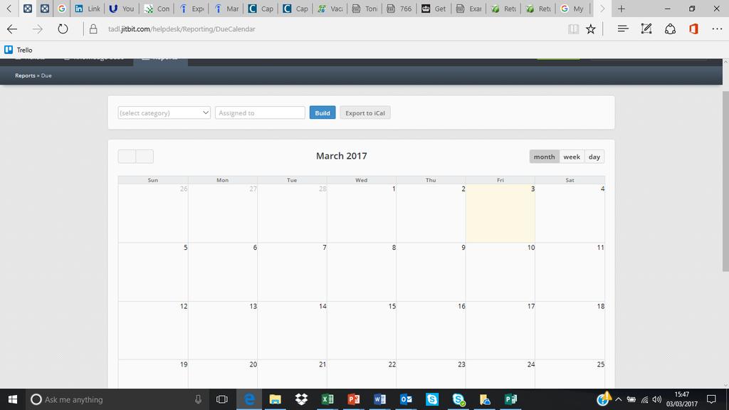 Due Dates Calendar The Due Dates Calendar view allows you to track your tickets and ensure that you do not miss any due dates for completion.
