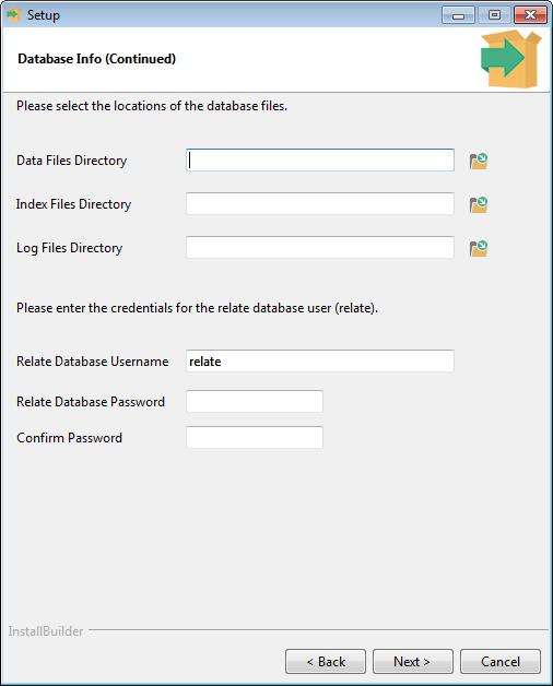 Relate 11.4 Relate Installation Guide - Installer 8. If you selected Advanced database file configuration in step c: Figure 2-10: Database File Locations (SQL Server) a.