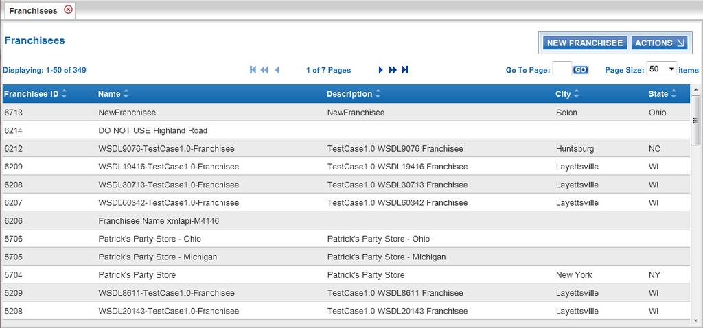 Relate 11.4 Relate Installation Guide - Installer The Franchisees page opens. Figure 3-4: Franchisees Page 2. In the ACTIONS menu, click IMPORT FRANCHISEE CSV FILE.