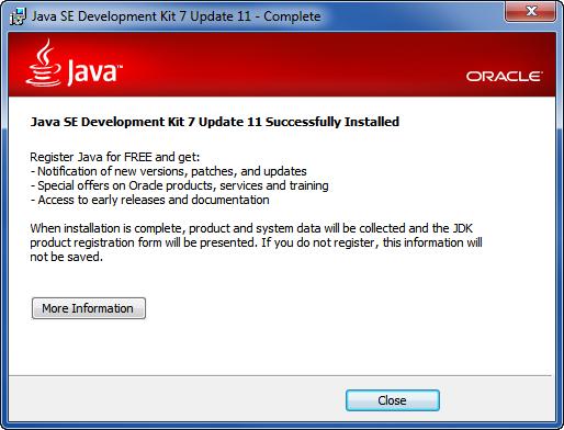 7, the Java FX SDK, the Java Runtime Environment (JRE), and the Java plug-in on the web server. 6. Click Finish to complete the JDK installation.