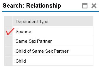 Add information about your dependent to the line below the Add button. First, you ll need to indicate the relationship of your new dependent.
