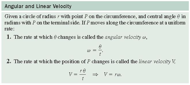 5.1 Angle Measure, Special Triangles and Special Angles The angular velocity of an object is the amount of rotation per unit time.