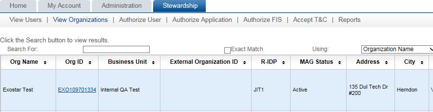 Subscribe an Organization to an Application Organization Stewards access the View Organizations sub-tab to subscribe an organization to a public application. 1.