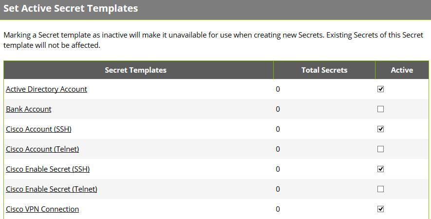 Configure Secret Template Permissions As of Secret Server 10.