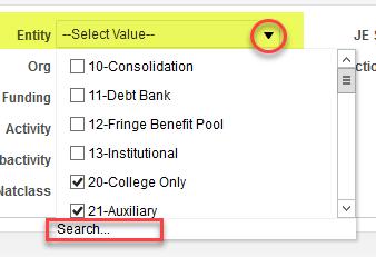 WORKING WITH FILTERS Multi Select Filters Selecting or Searching for Values: Values will Populate 1 Click to Display List of Values Click to Select and/or De- Select Values from the Drop Down