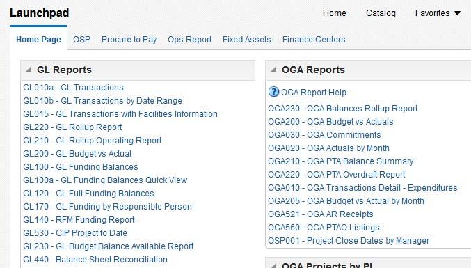 NAVIGATION Dashboards Overview Report Links appear in sections and on page tabs The Reports Home Page tab is visible to everyone Report Links are Grouped by: Report Type Area /