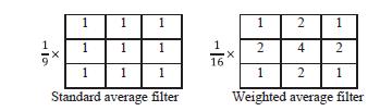 where, a=(m-1)/2 and b=(n-1)/2. Spatial Filters Spatial filters can be classified by effect into: 1. Smoothing Spatial Filters: also called lowpass filters. They include: 1.