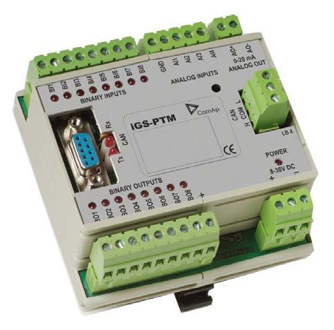 IGS-PTM Description IGS-PTM is modification of standard IG-IOM module with four analog inputs, which can be configured for range: - 0 250