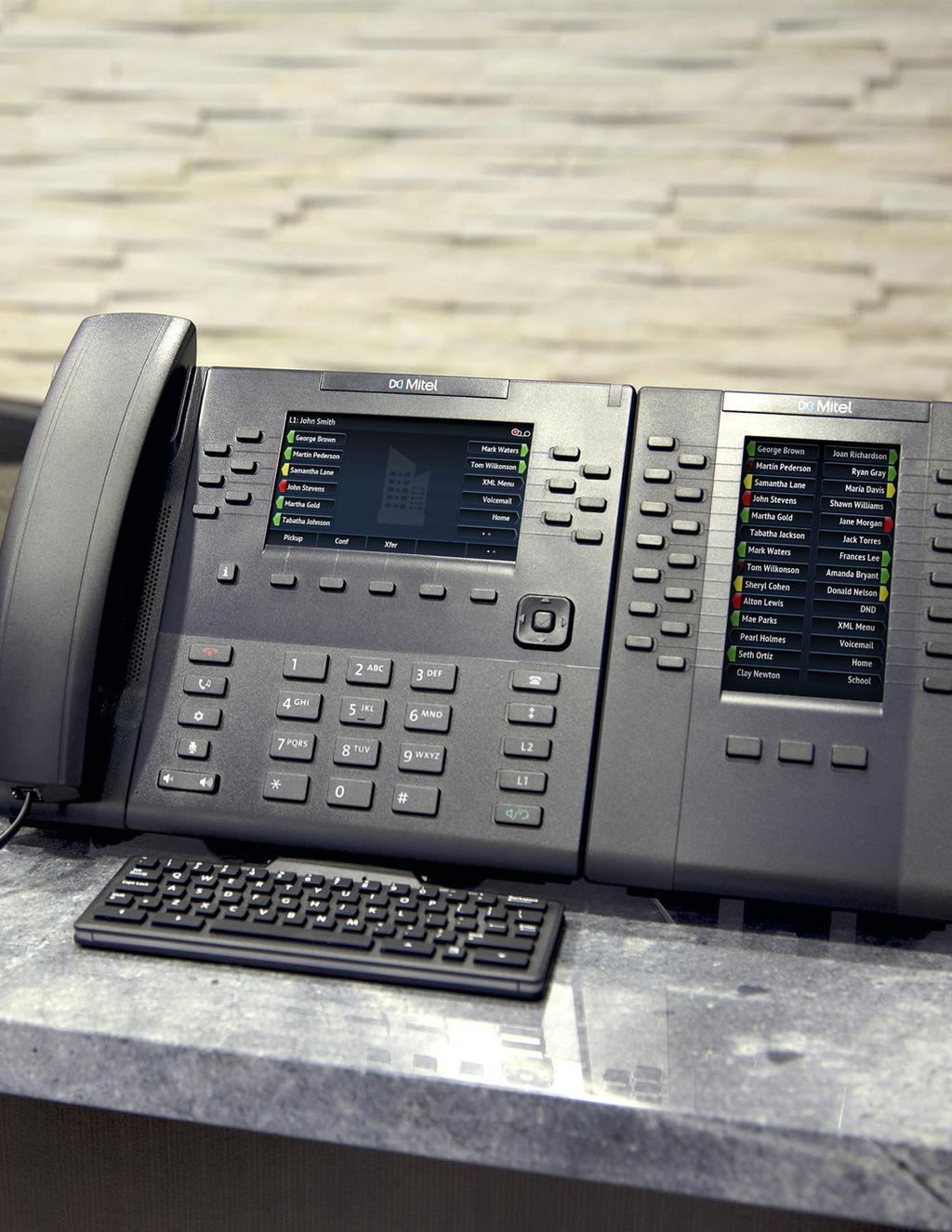 The Mitel 6800 series is a family of powerful and modern SIP Phones offering advanced interoperability with major IP telephony platforms.