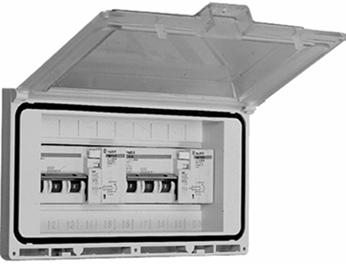 Section Accessories Multi-pole Front Mounting Kit The Multi-pole Front Mounting Kit consists of a transparent, hinged, weatherproof cover with a DIN rail.