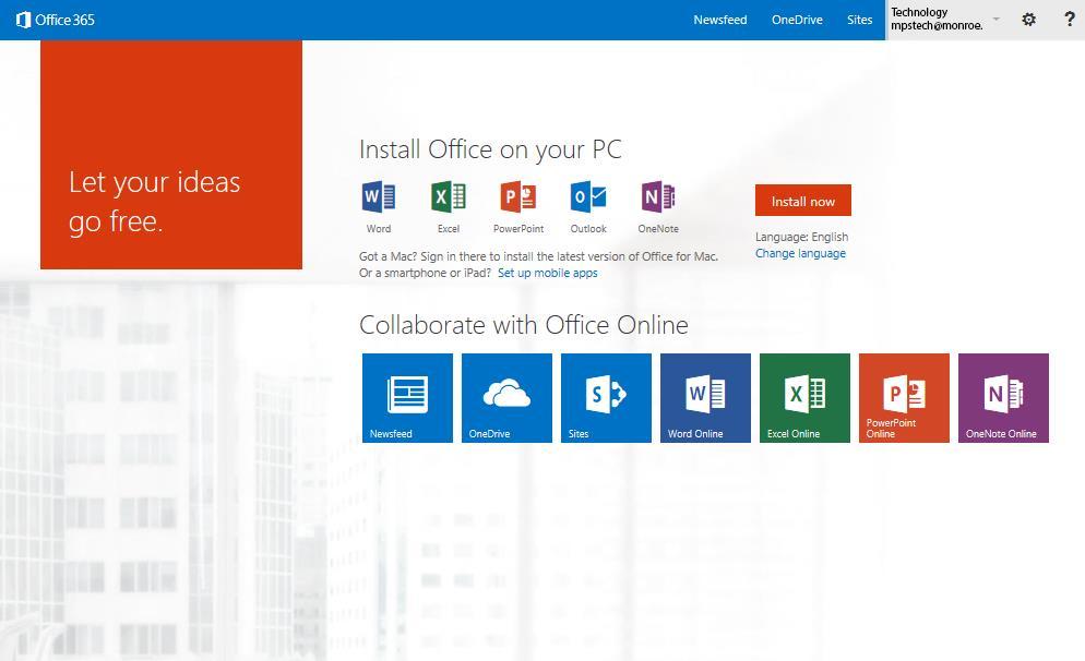 P a g e 6 Office 365 Home Page The new home page is not just a place where you can easily access all the services available to you.