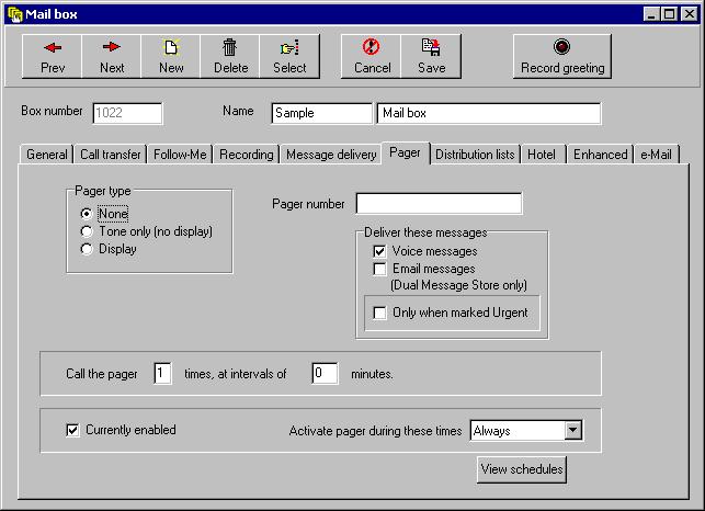 Using the PC to Perform Supervisor Functions 3.1.5 SETTING UP PAGER NOTIFICATION Interchange allows you to set up pager notifications per mailbox owner.