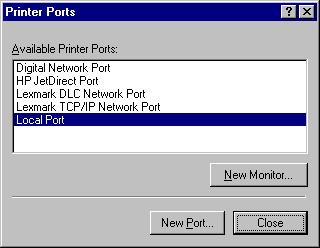 MICROPRESS INSTALLATION GUIDE 18 12 Select Local Port and click New Port. 13 For the name enter: \\.\pipe\trdriver\mp-rip01 14 The case sensitive syntax is: \\.
