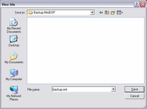 2 Save configuration Click on this button to save your audio settings configuration. The following dialog box allows you to save the file anywhere on your PC as a.xml format.