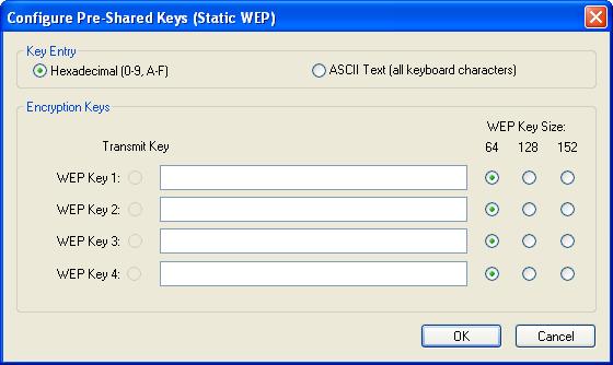 WPA/WPA2: Wi-Fi Protected Access WPA/WPA2 Passphrase: Wi-Fi Protected Access Passphrase 802.1x: Enables 802.1x security.