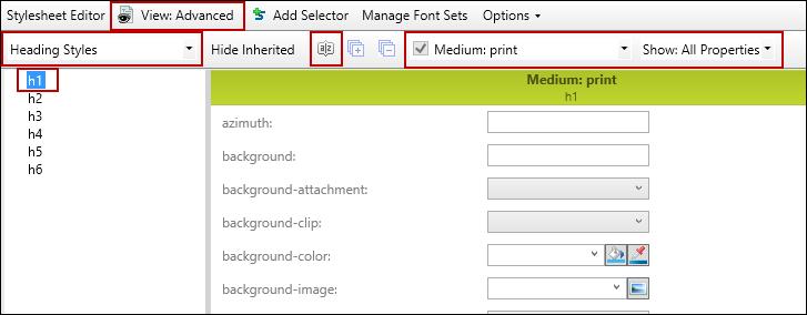 b. On the right side of the Stylesheet Editor, set the following: color Click, and in the dialog click in the # field and type BED230 (or choose another color if you want). Then click OK.