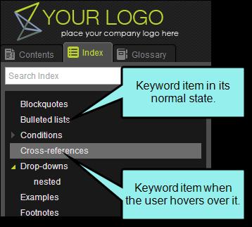 INDEX KEYWORD ITEMS As for the actual index