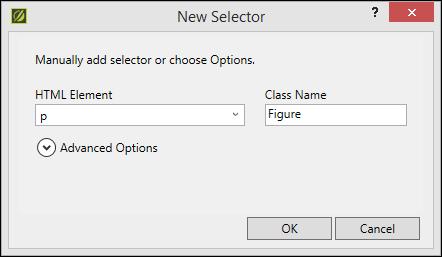 b. In the local toolbar, click Add Selector. c. In the Class Name field, type Figure and click OK.