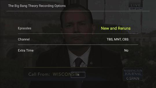 7. Press Select on Recording Options. Here is where you ll specify if you want all episodes to record, or new episodes only.