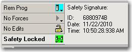 When locked, only projects with an identical safety signature can be downloaded to the controller.