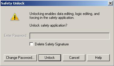 16. Select Unlock 17. Select Delete to delete the Safety Signature 18. Answer [Yes] at the prompt 19.