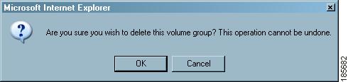 Deleting Tape Volume Groups Chapter 5 Deleting Tape Volume Groups To delete a tape volume group from a Cisco SME cluster, follow these steps: Step 1 Click Volume Groups to display