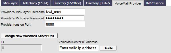 Directory (LDAP). Enter the details for the LDAP connection. d. Select VoiceMail-Provider.