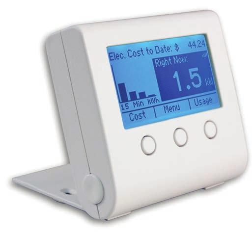 Energy usage view displays information on kwh used per hour or per day.