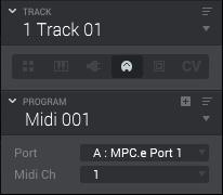 MIDI Programs A MIDI program lets you send your track s MIDI data to an external MIDI device like a synth or drum machine. To create a MIDI program: 1.