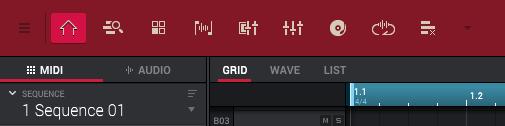 Editors You can switch the editor between the Grid Editor, Wave Editor, and List Editor, depending on what mode you are in. To enter each editor, click Grid, Wave, or List below the mode icons.