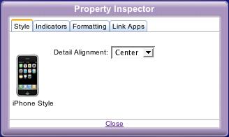 Property Inspector Click this link to load the Property Inspector. If you then select a header or detail cell you can customize look and functionality.