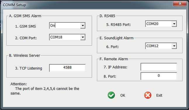 b. USB Port (USB): port selection COM1 ~ COM9(RS485 base station to set this port, the