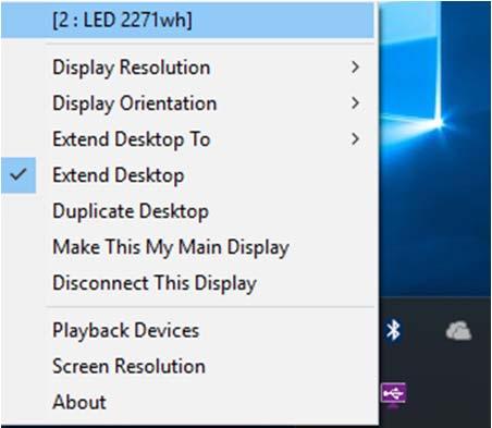 1 ONLY) Make sure the USB Display Adapter is attached to the PC, and will see an icon USB Display (Trigger) Utility in the taskbar.