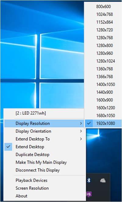 DISPLAY RESOLUTION - Fast Access to Display Resolution Setting The