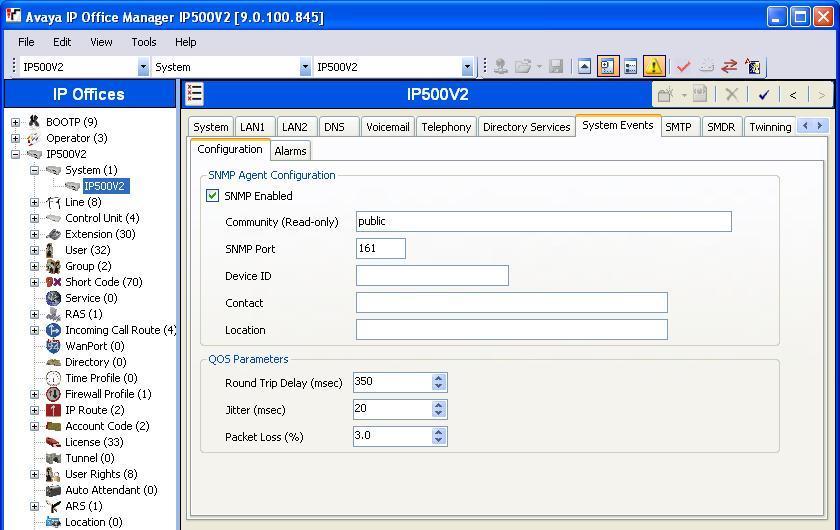 5. Configure Avaya IP Office This section provides the procedures for configuring IP Office. The procedures include the following areas: Administer SNMP Administer alarms 5.1.