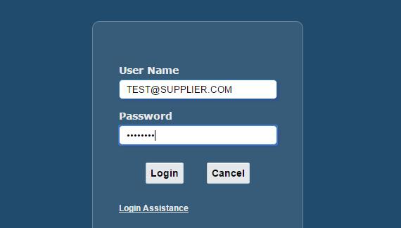 Supplier User need to enter their User Name and