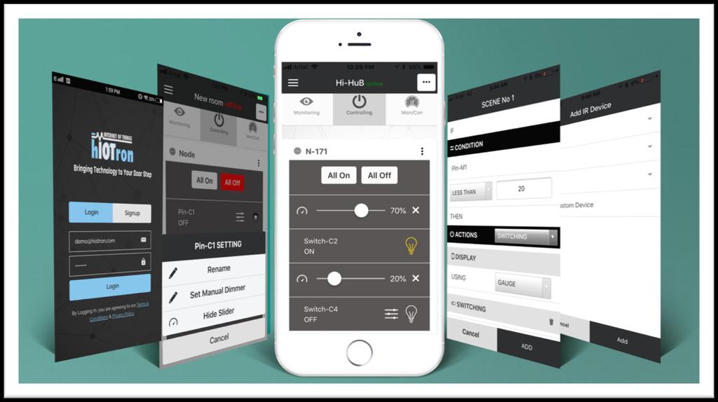 Mobile Application Quickly and easily configures and controls whole-home audio systems, lighting, shades, thermostats, door locks, and security systems.