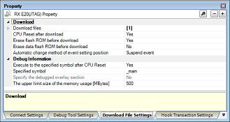 A. WINDOW REFERENCE [Download File Settings] tab The [Download File Settings] tab displays detailed information for each category shown below and changes download file settings.