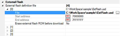 2. FUNCTIONS Figure 2.81 [External Flash] Category (a) [External flash definition file] Shows the maximum number of registrable USD files.