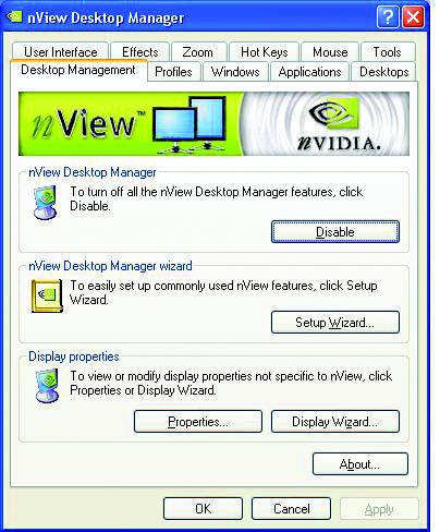 nview Desktop Management properties n This tab contains information about the nview
