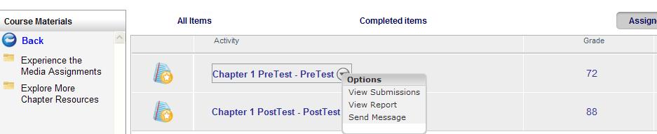 To view your Pre-Test or your Post-Test submission, hover over the desired test