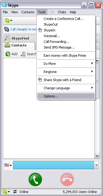 Skype 1. Install CrazyTalk Cam Suite PRO and Window Live Messenger. 2. Click Tools/Options.