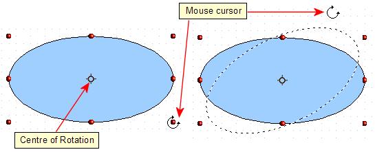 Figure 4: Editing an arc If you click and hold the mouse button when the hand cursor appears, moving the mouse will change the location of the start or end point of the arc.