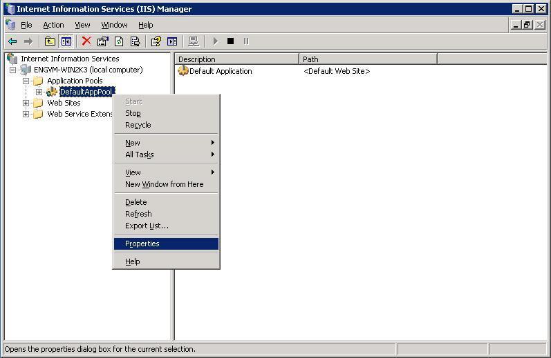 Setting up a Web Garden in IIS 6 1. Open Internet Information Services Manager, located under Administrative Tools. 2. In the left menu, expand the server and select Application Pools. 3.