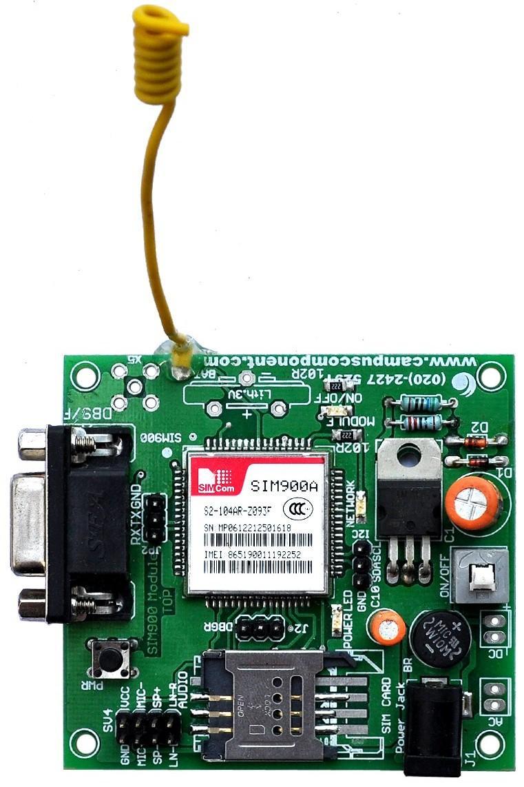 GSM Interfacing Board Introduction: GSM (Global System for Mobile) / GPRS (General Packet Radio Service) TTL -Modem is SIM900A Dual-band GSM / GPRS device, works on frequencies 900 MHZ and 1800 MHZ.